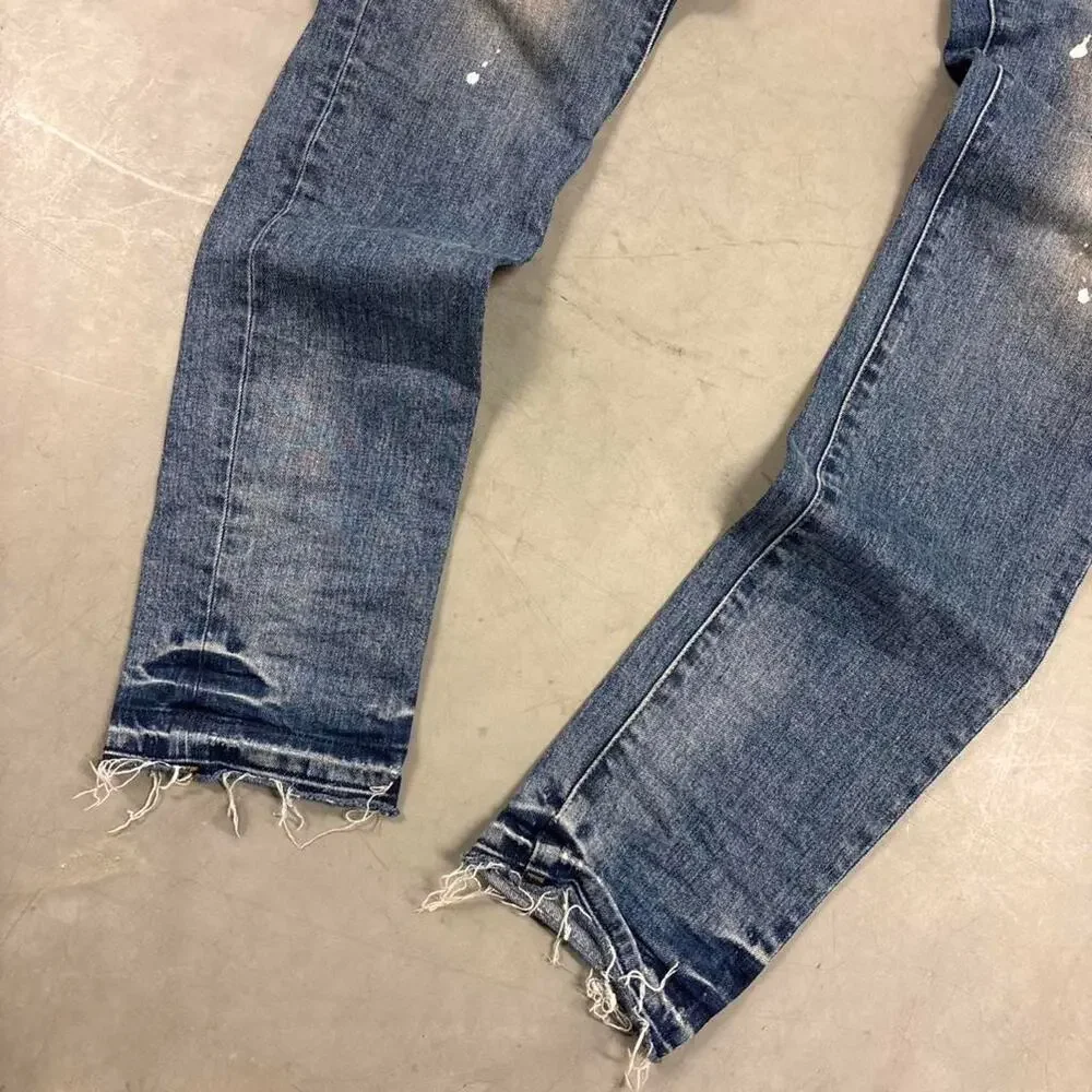 purple brand p001 painted skinny designer jeans